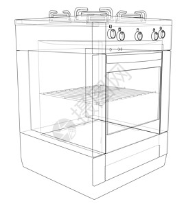 燃气灶概念 韦克托渲染插图厨具烹饪绘画调节器厨房加热器工程食物图片