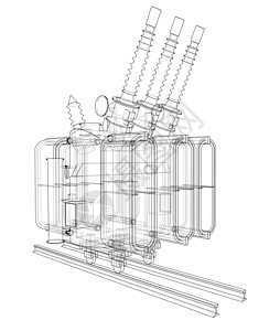 电力变压器概念 韦克托力量渲染交流电密封瓦楞草图密闭插图高压电源线图片