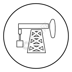 石油泵图标黑色矢量插图简单 imag矿业圆圈资源汽油机器燃料圆形钻头管道活力图片