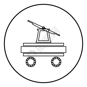 手车图标黑色矢量插图简单图像蚀刻古董机器跑步机械圆形运输圆圈干货铁路图片