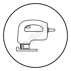 Fretsaw 电动钥匙孔锯图标黑色矢量插图简单 imag木头工具实施圆形圆圈乐器拼图工作建筑机器图片