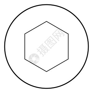 六角形图标黑色矢量插图简单图像圆圈几何角落几何学多边形圆形背景图片