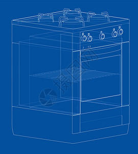 燃气灶概念 韦克托器具绘画家庭渲染食物焙烧炉工程炊具插图厨具图片