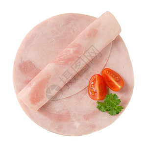 猪肉火腿片治愈高架红色圆形熏制冷盘折叠食物粉色图片