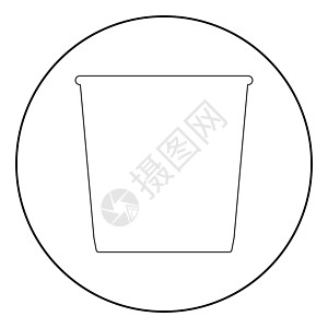 垃圾桶圆形或圆形的黑色图标圆圈灰色金属篮子回收商业按钮垃圾箱图片