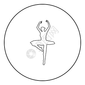 芭蕾舞演员图标黑颜色在 circl音乐健康横幅女孩艺术黑色教育绘画圆形舞蹈家图片