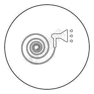 水射流在圆圈中灌溉图标黑色水平生长洒水器喷嘴草地园艺喷雾器软管植物院子图片