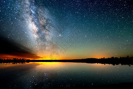 星星般的天空 挤奶的方式 长期暴露的照片 夜色风景森林蓝色科学箭矢太空星系远足天文星座天文学图片