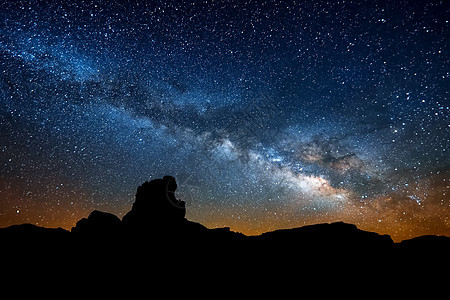 星星般的天空 挤奶的方式 长期暴露的照片 夜色风景噪音旅行蓝色森林箭矢摄影乳白色宇宙望远镜天文图片