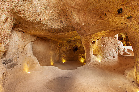 内沙的地下城市岩石旅行遗产历史文明旅游石头房间火鸡废墟背景图片