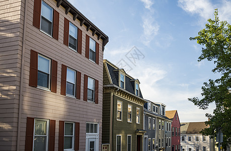 马萨诸塞州波士顿Charlestown区大厅爬坡房子城市建筑学遗产历史正方形建筑地标图片