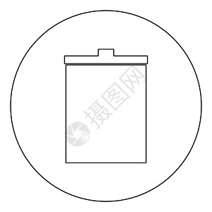圆或圆圆的废桶图标黑色颜色圆形互联网办公室商业垃圾桶圆圈学校回收垃圾箱按钮图片