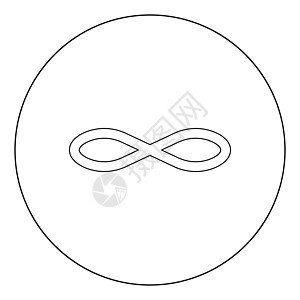 圆形或圆圈中的无限符号图标黑色徽章曲线永恒数学公式背景图片