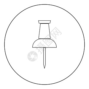 圆圈或圆圈中的图钉图标黑色收藏工具依恋办公室木板拇指圆形笔记记事本夹钳图片