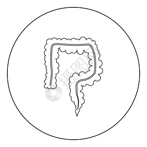 圆形或圆形的肠道图标黑色生物学科学医疗细菌肠胃器官消化直肠腹胀圆圈图片