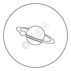 环状图标上有卫星的行星呈黑色 呈圆形或圆形星系吸引力勘探圆圈天文学土星地球气氛世界轨道图片