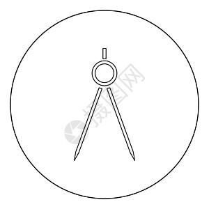 圆圈或圆圈中的一对圆规图标黑色建筑学建造罗盘构造项目工业几何学圆形工程艺术图片