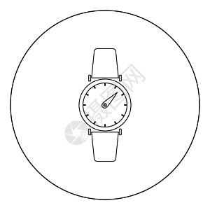 圆形或圆圈中的手表图标黑色带子小时电子手镯技术警报艺术男性时间配饰图片