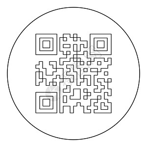 QR 代码图标黑色圆圈或圆形产品二维码鉴别技术扫描购物手机物品编码数据图片