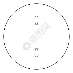 圆环中滚动针图标黑色颜色圆形厨房圆圈糕点艺术创造力绘画面包圆柱别针图片