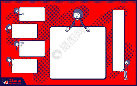 2tone type 店员红色制服女装1木板材料标注框架标题盒子护理服务导航职员图片