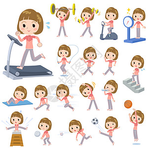 直刘海头发粉红色穿女人运动锻炼图片