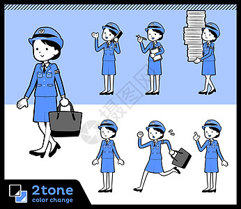 2tone 类型警察 Womenset 0网络操作电话工作女性姿势文档横幅说明警官图片