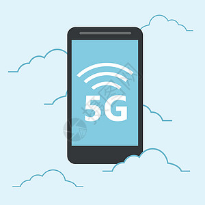 5g 智能手机飞行模板 高速度移动网络技术蓝色插图电话商务人士药片细胞数据商业电脑图片