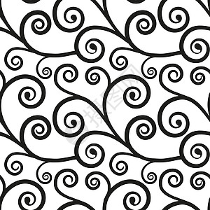 无缝花纹包装曲线漩涡插图叶子织物艺术蕾丝纺织品白色图片