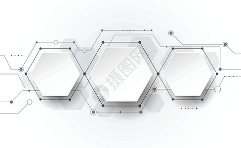 矢量抽象未来派电路板浅灰色背景高科技数字技术概念图片