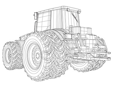 农业拖拉机 3d EPS 10矢量格式的追踪图技术插图力量车辆车轮建造土地运输农民村庄图片