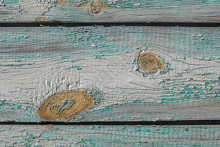 旧木板 有裂缝和剥皮涂料 薯片油漆 绿绿石纹理 背景图片