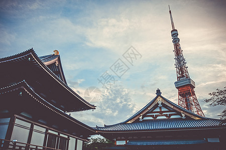 日本佐joji寺庙和东京塔建筑学文化地标神道观光入口佛教徒神社旅行历史图片