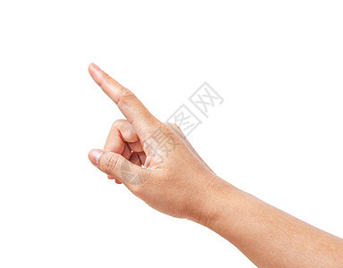 手指 触摸或按紧隔离在白色上 白种人图片