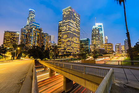 洛杉矶市下城日落商业建筑建筑物丘陵市中心旅行天线城市地标天空图片