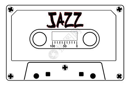 Jazz 音乐磁带盒记录黑色热情绘画插图艺术磁带艺术品图片