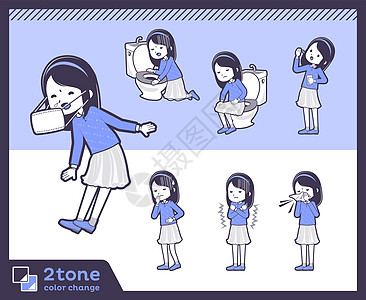 2tone type 蓝色衣服头带少女套装 0花粉医院喷嚏横幅女性鼻涕画线凝胶家庭小学生图片