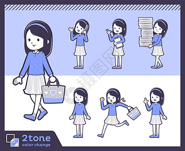 2tone type 蓝色衣服头带少女套装 0钢笔画推介会家庭跑步网络头巾孩子横幅女性姿势图片