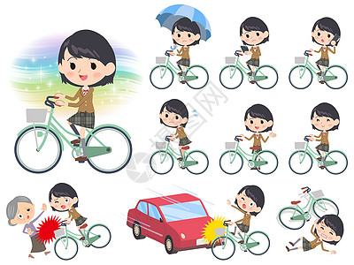 女学生骑着城市自行车交通意外阳伞事故手机道德手术插图保险碰撞图片
