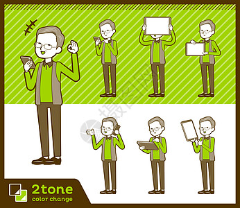 2tone 型背心祖父套装 0手机知识黄绿色推介会横幅家庭网络钢笔画解决方案电话图片