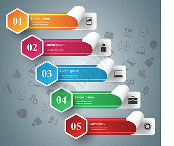业务信息图表折纸样式矢量图标签技术创造力数字横幅丝带推介会电脑箭头小册子图片
