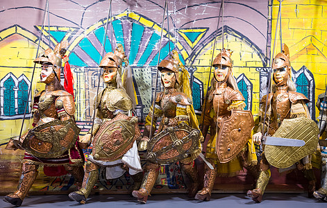 传统的西西里族傀儡身体文化木偶展示民俗学金属遗产历史雕塑人体图片