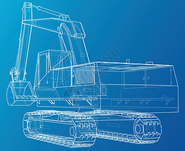 搬运工挖掘机 黑白插图  EPS10 格式 矢量创建的 3d设计图片