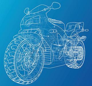 运动摩托车技术线框 矢量图 追踪图 3绘画发动机白色黑色金属头盔越野速度车辆驾驶背景图片