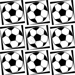 无缝图案与黑白颜色的足球图像韵律风格装饰品装饰游戏运动步伐动态黑色白色图片