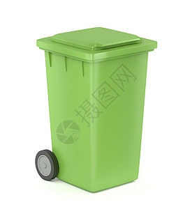 绿色垃圾桶篮子回收车轮废纸塑料垃圾箱背景图片