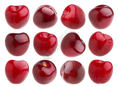 白色背景上孤立的樱桃剪裁食物宏观包装小路工作室团体收藏水果红色图片