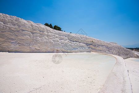 著名的土耳其土族帕穆卡勒地标遗产水池棉花矿物阳台旅游天空洗澡粉笔图片