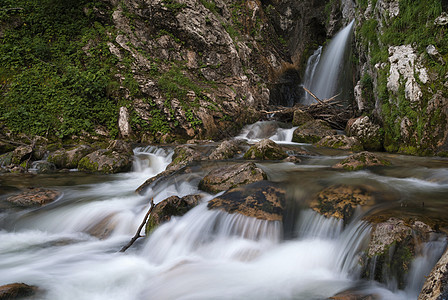 阿波特瑙附近达赫瑟瀑布溪流岩石高山土地帝国山脉瀑布岩溶图片