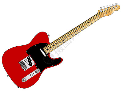 红电吉他乐器岩石蓝调插图绘画摇滚乐艺术品音乐艺术背景图片
